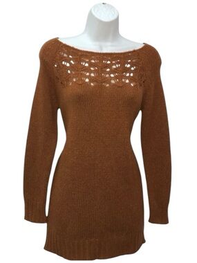 Anthropologie MOTH Wool Alpaca Blend Knit Tunic Burnt Orange Sweater Women’s XS